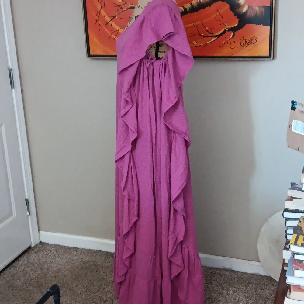 Free People Beach Elisa One Shoulder Maxi Dress In Raspberry Size Medium
